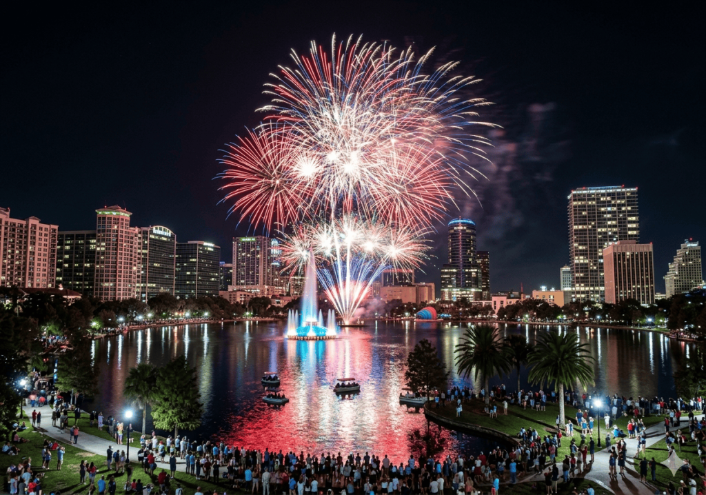 Fireworks at the Fountain at Lake Eola-2
